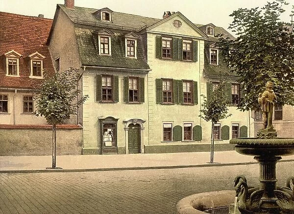The House of Schiller in Weimar, Thuringia, Germany, Historic, digitally restored reproduction of a photochromic print from the 1890s