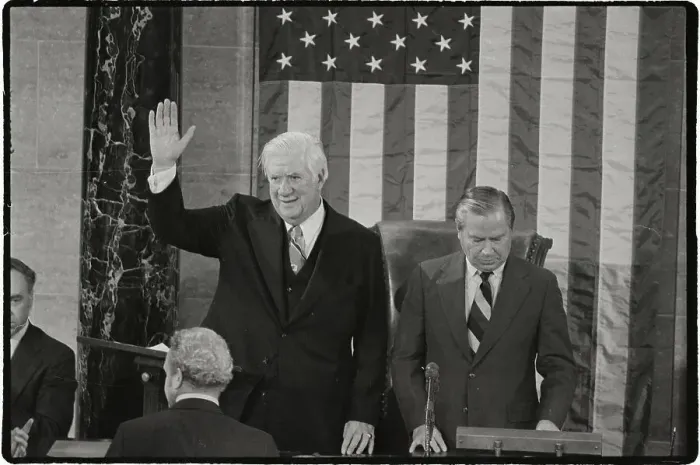 Framed Print : House Speaker Tip O'Neill Waves