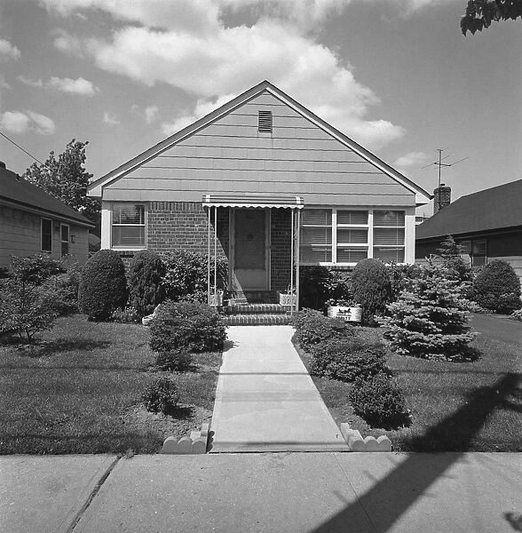 House in suburban area, (B&W)