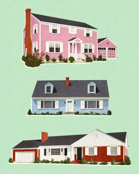 Framed Print : Three Houses
