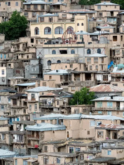 Framed Print : Houses of Kang, an historic stepped village, Iran