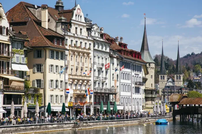 Framed Print : Houses at the waterfront, Lucerne, Switzerland Framed Print : Houses at the waterfront, Lucerne, Switzerland