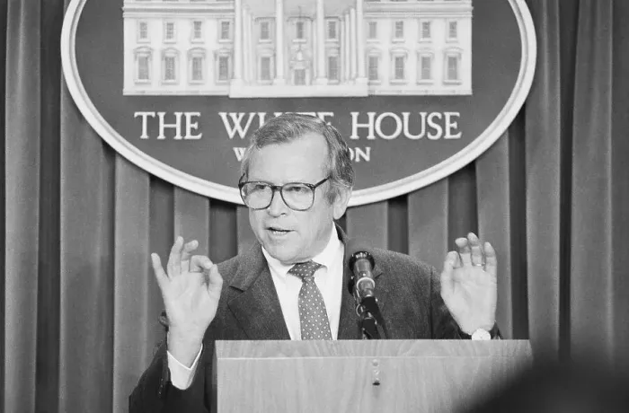 Framed Print : Howard Baker Gesturing to Reporters