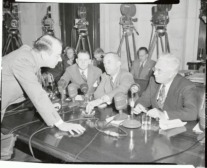 Framed Print : Howard Hughes Attorney Talking to Senator Homer Ferguson Framed Print : Howard Hughes Attorney Talking to Senator Homer Ferguson