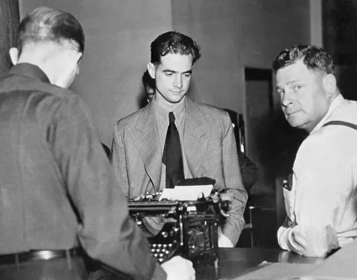 Framed Print : Howard Hughes Being Booked for Traffic Accident Framed Print : Howard Hughes Being Booked for Traffic Accident