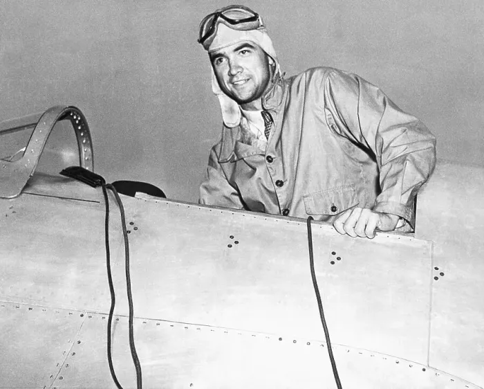 Framed Print : Howard Hughes in Cockpit of Airplane