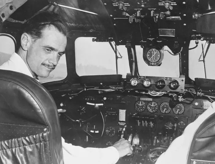 Framed Print : Howard Hughes in Cockpit of TWA Airplane Framed Print : Howard Hughes in Cockpit of TWA Airplane
