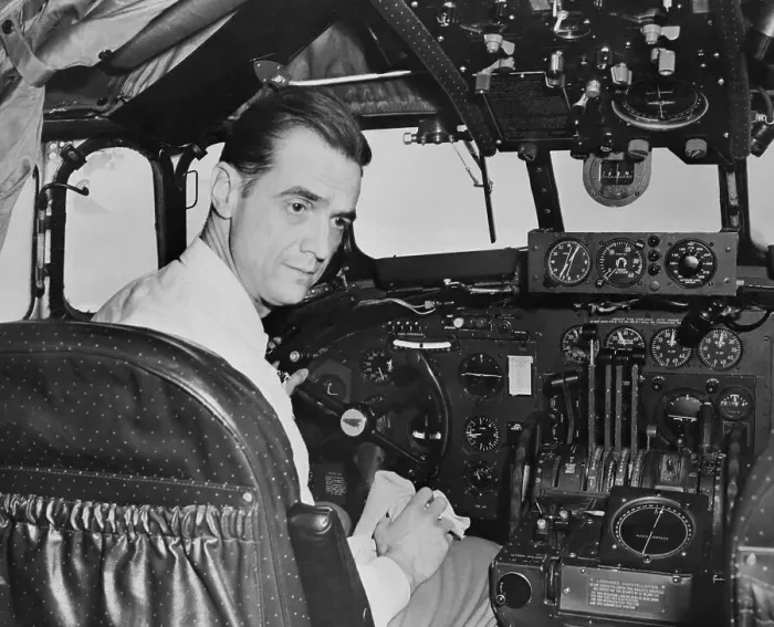 Framed Print : Howard Hughes at Controls of TWA Constellation Airplane Framed Print : Howard Hughes at Controls of TWA Constellation Airplane