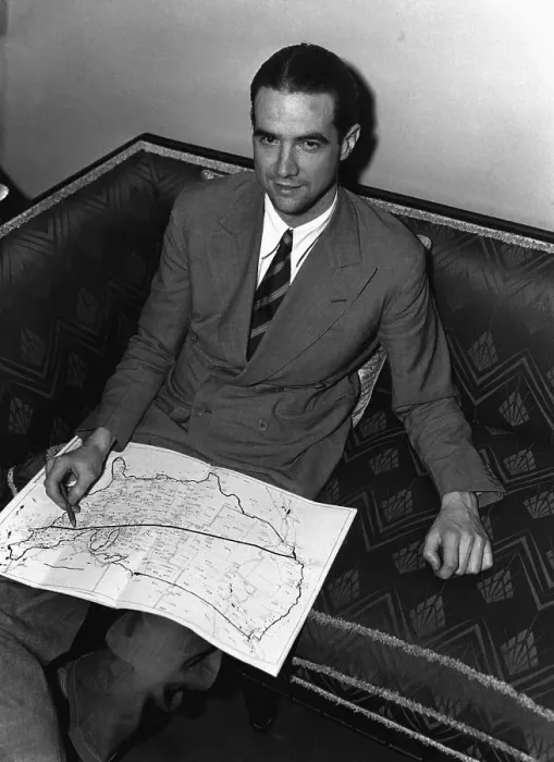 Framed Print : Howard Hughes Holding Map Framed Print : Howard Hughes Holding Map