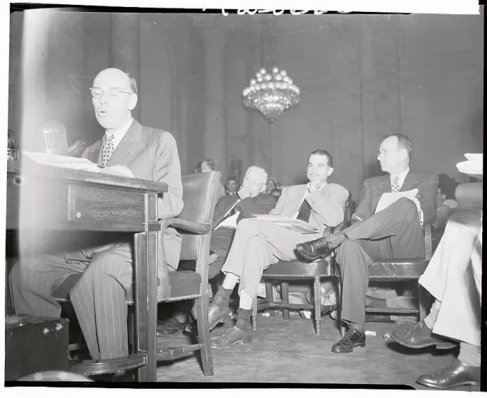 Framed Print : Howard Hughes Listening to Testimony at Senate Hearing Framed Print : Howard Hughes Listening to Testimony at Senate Hearing