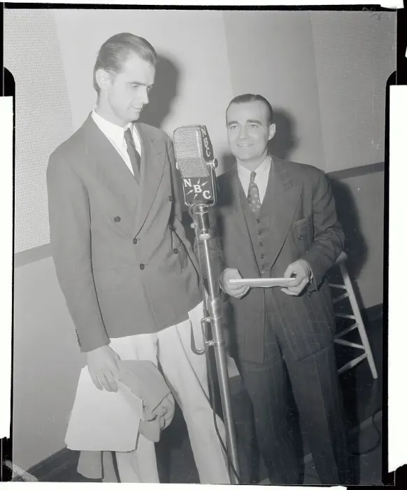 Framed Print : Howard Hughes in NBC Studio with Clinton Twiss Framed Print : Howard Hughes in NBC Studio with Clinton Twiss