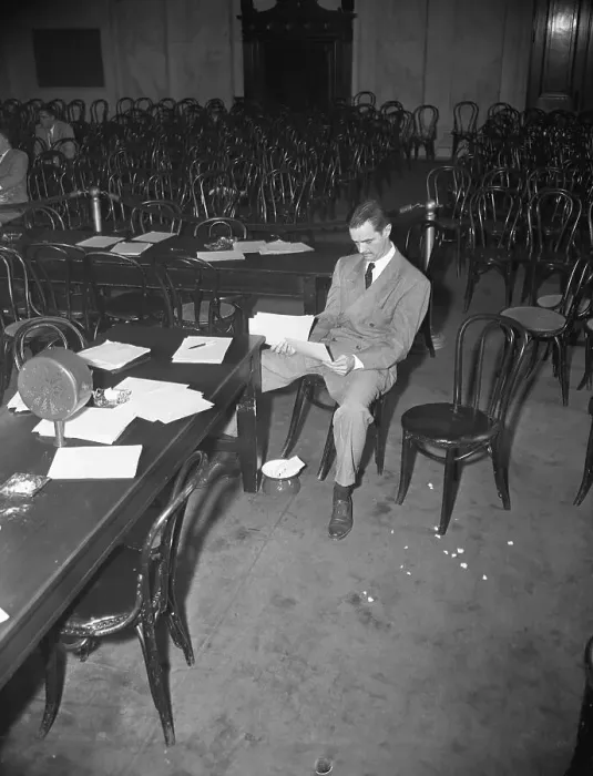 Framed Print : Howard Hughes Seated Reading Papers Framed Print : Howard Hughes Seated Reading Papers