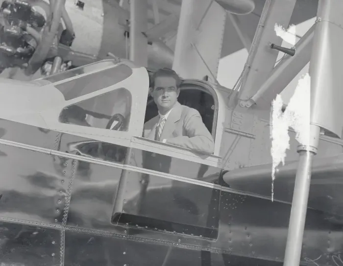 Framed Print : Howard Hughes Sitting in Plane Framed Print : Howard Hughes Sitting in Plane