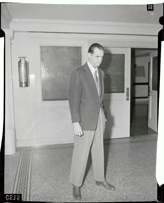 Framed Print : Howard Hughes Standing in Hallway Framed Print : Howard Hughes Standing in Hallway