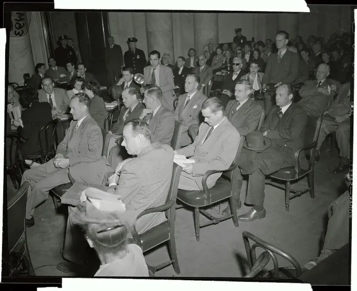 Framed Print : Howard Hughes with His Witnesses at Senate Hearing Framed Print : Howard Hughes with His Witnesses at Senate Hearing