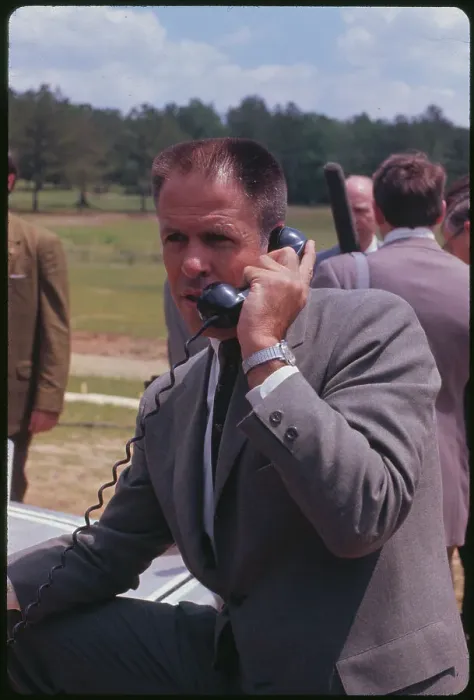Framed Print : H.R. Bob Haldman talking on Phone Framed Print : H.R. Bob Haldman talking on Phone
