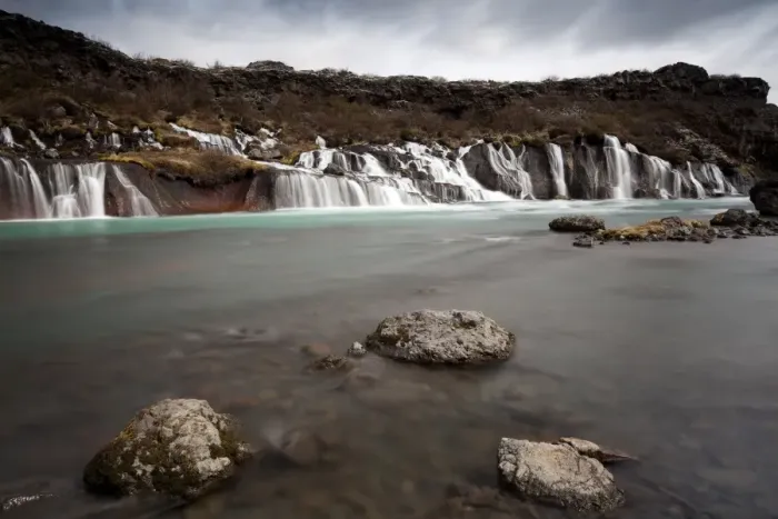 Framed Print : Hraunfossar waterfalls, Husafell, Iceland, Europe Framed Print : Hraunfossar waterfalls, Husafell, Iceland, Europe