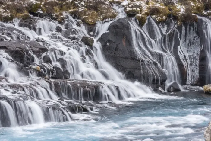 Framed Print : Hraunfossar waterfalls, near Husafell, Iceland Framed Print : Hraunfossar waterfalls, near Husafell, Iceland