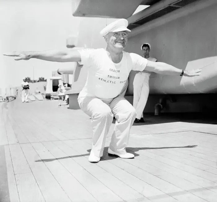 Framed Print : H.S. Truman Leading Calisthenics On Ship Framed Print : H.S. Truman Leading Calisthenics On Ship