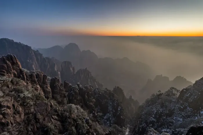 Framed Print : Huangshan mountain in winter season Framed Print : Huangshan mountain in winter season