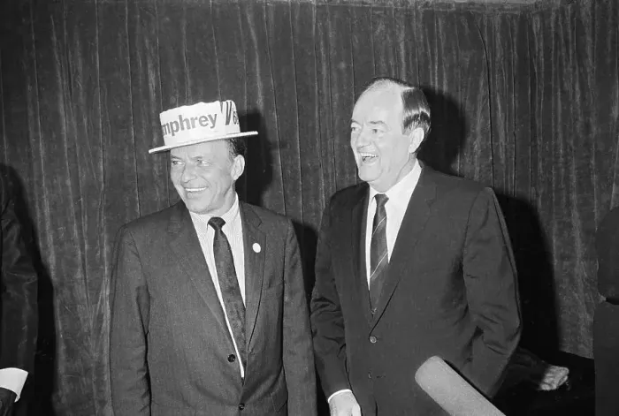 Framed Print : Hubert Humphrey & Frank Sinatra W / Hat Framed Print : Hubert Humphrey & Frank Sinatra W / Hat