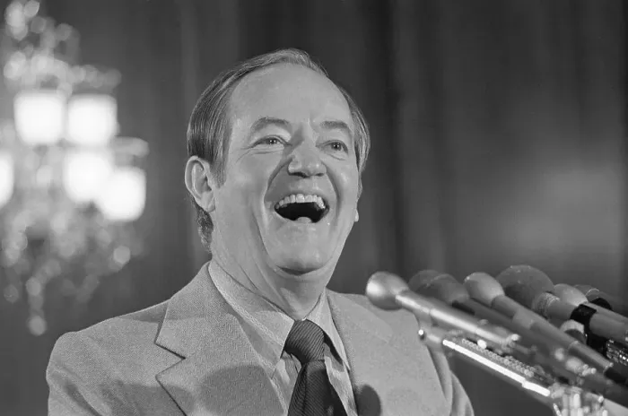 Framed Print : Hubert Humphrey Laughing at Conference Framed Print : Hubert Humphrey Laughing at Conference