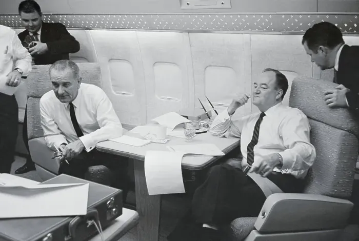 Framed Print : Hubert Humphrey and Lyndon Johnson on Airplane Framed Print : Hubert Humphrey and Lyndon Johnson on Airplane