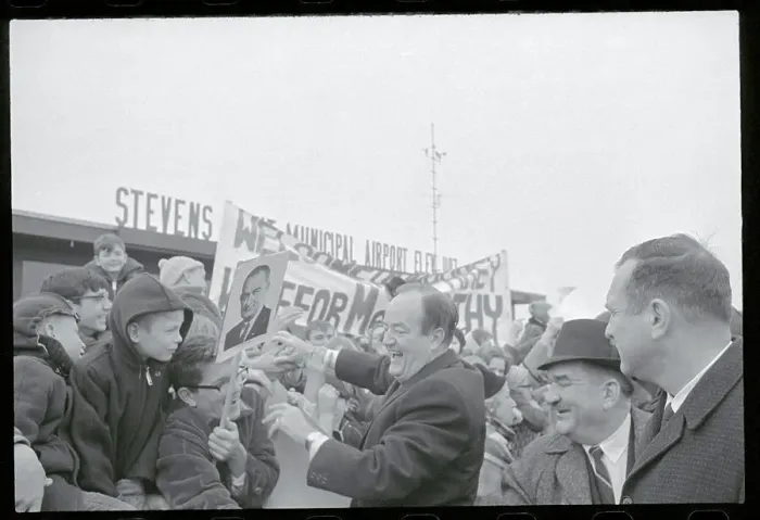 Framed Print : Hubert Humphrey Shaking Hands with Well Wishers Framed Print : Hubert Humphrey Shaking Hands with Well Wishers