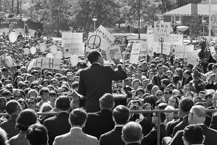 Framed Print : Hubert Humphrey Speaking To Crowd Framed Print : Hubert Humphrey Speaking To Crowd