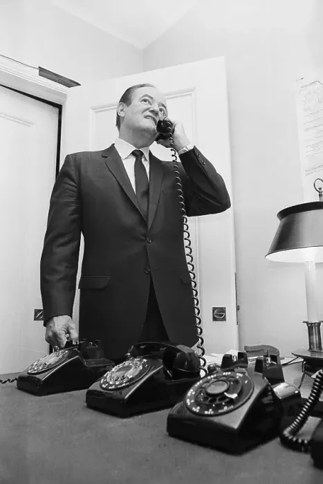 Framed Print : Hubert Humphrey Talking On Telephone Framed Print : Hubert Humphrey Talking On Telephone