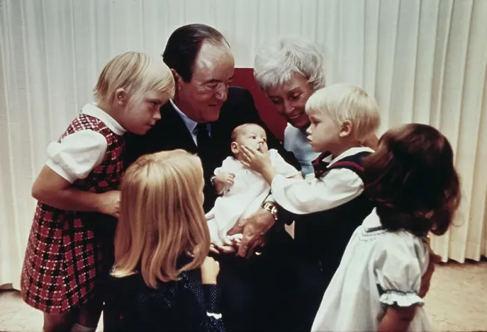 Framed Print : Hubert Humphrey And Wife With Granddaughters