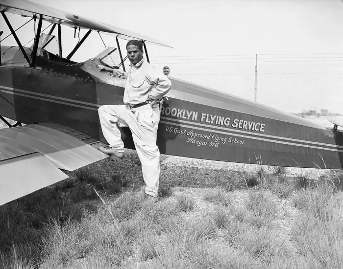 Framed Print : Hubert Julian With Airplane Framed Print : Hubert Julian With Airplane
