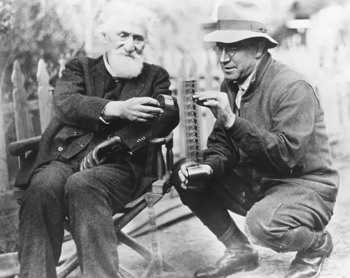 Framed Print : Hudson Maxim Comparing Film with J. Stuart Blackton Framed Print : Hudson Maxim Comparing Film with J. Stuart Blackton
