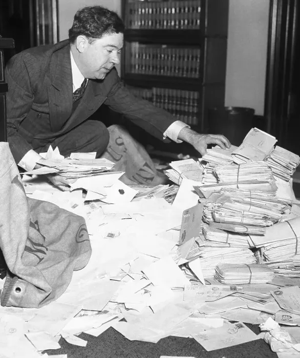 Framed Print : Huey Long Sorting Through Fan Mail Framed Print : Huey Long Sorting Through Fan Mail