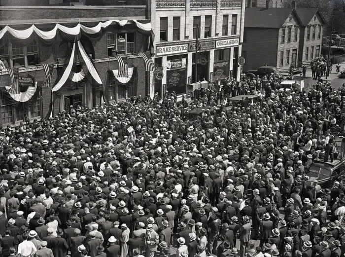 Framed Print : Huge Crowd at CIO Headquarters