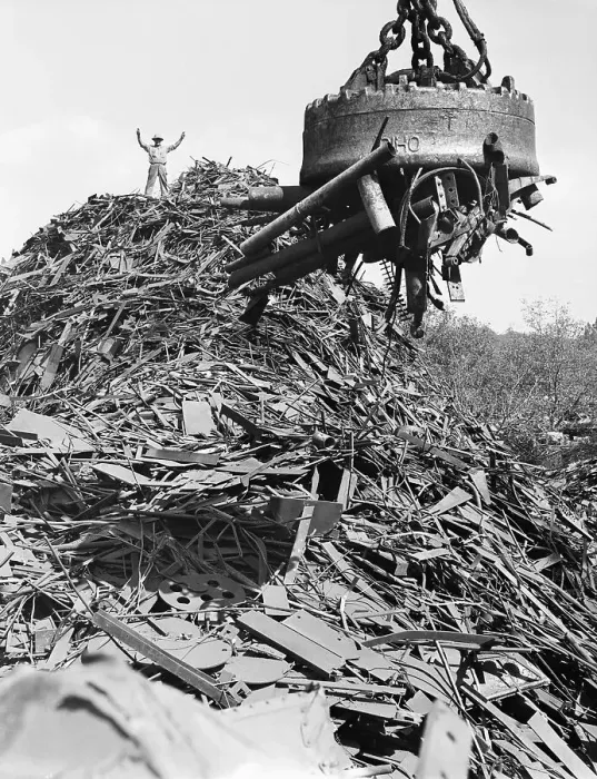 Framed Print : Huge Magnet Picking Up Scrap Metal
