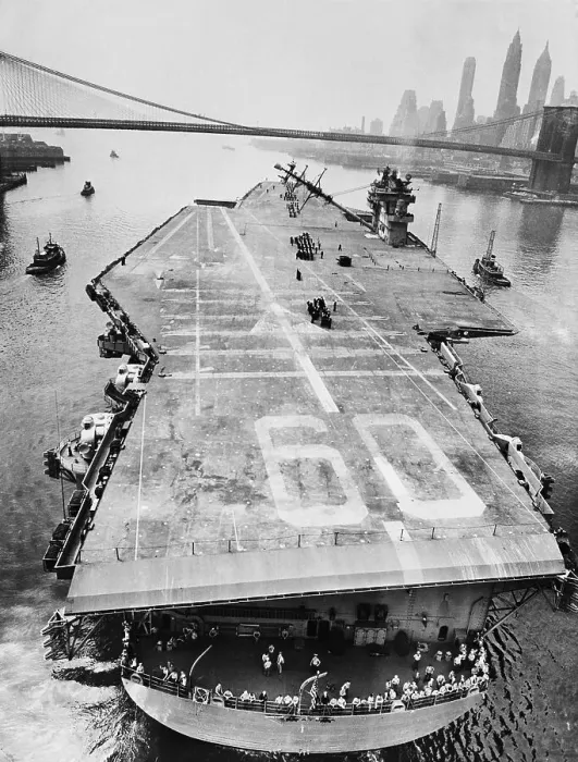 Framed Print : Huge Supercarrier Sailing Under Bridge Framed Print : Huge Supercarrier Sailing Under Bridge