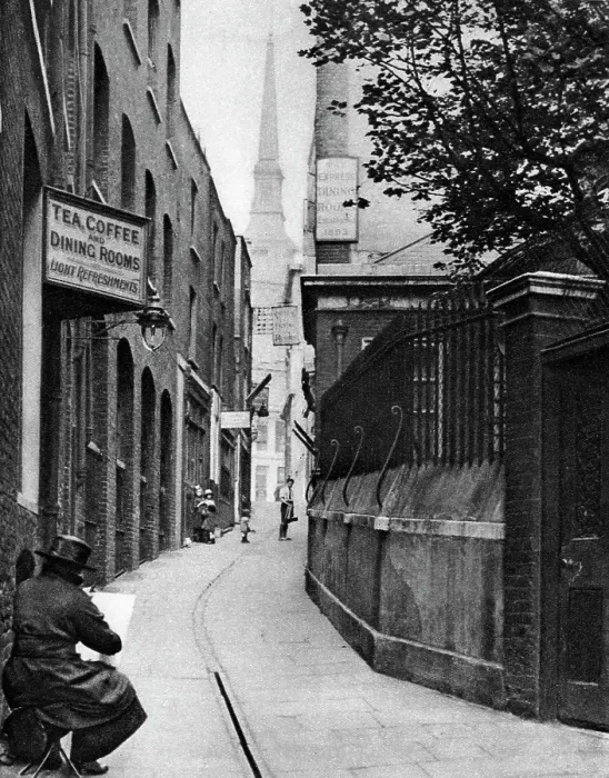 Framed Print : Huggin Lane, London, 1926-1927.Artist: Paterson Framed Print : Huggin Lane, London, 1926-1927.Artist: Paterson
