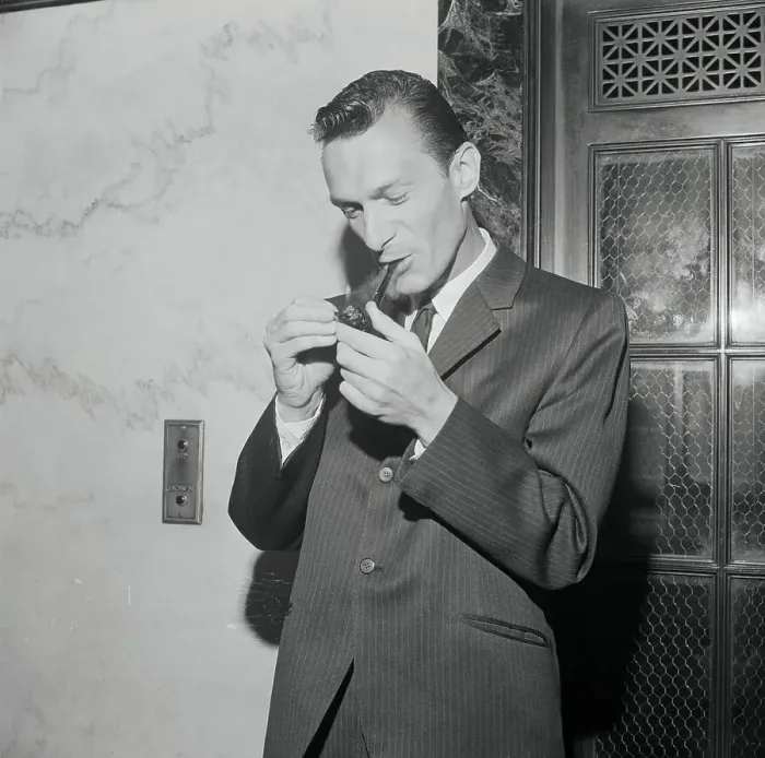 Framed Print : Hugh Hefner Smoking Pipe Framed Print : Hugh Hefner Smoking Pipe