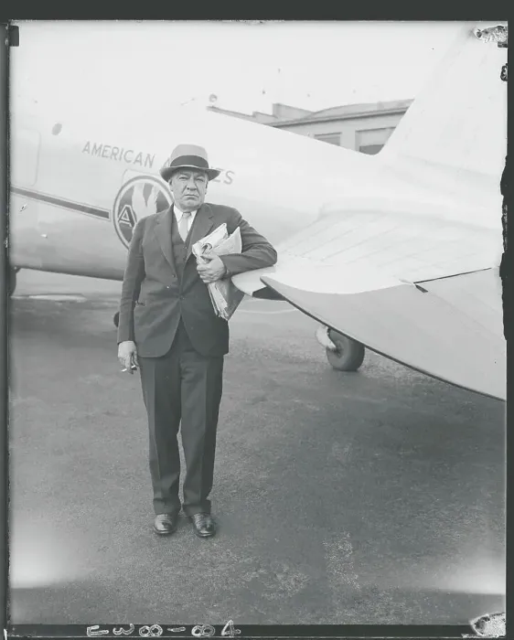 Framed Print : Hugh Johnson Leaning on Airplane