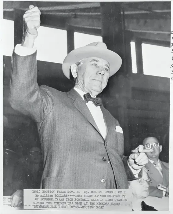 Framed Print : Hugh Roy Cullen Giving Thumbs Up Signal