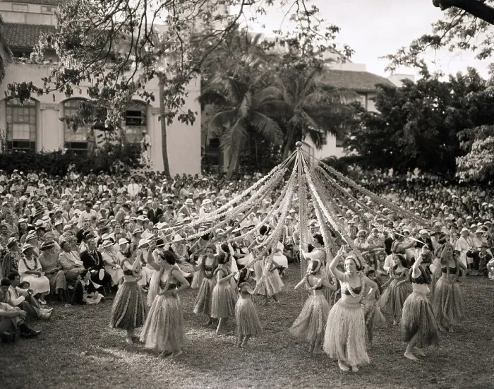 Framed Print : Hula Dancers Dance Around May Pole Framed Print : Hula Dancers Dance Around May Pole
