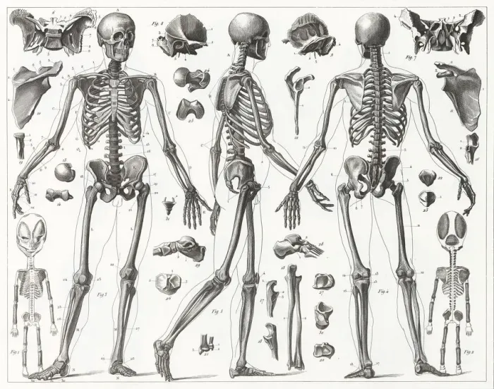 Framed Print : Human Skeleton Engraving Framed Print : Human Skeleton Engraving
