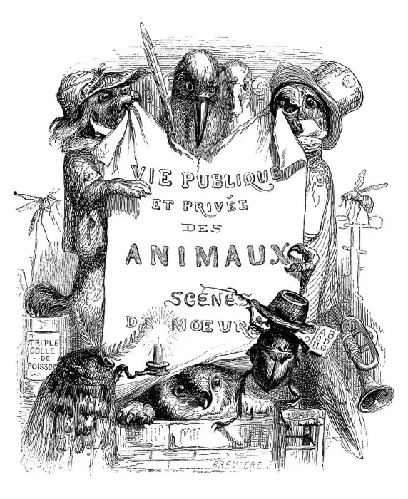 Framed Print : Humanized animals illustrations: Banner Framed Print : Humanized animals illustrations: Banner