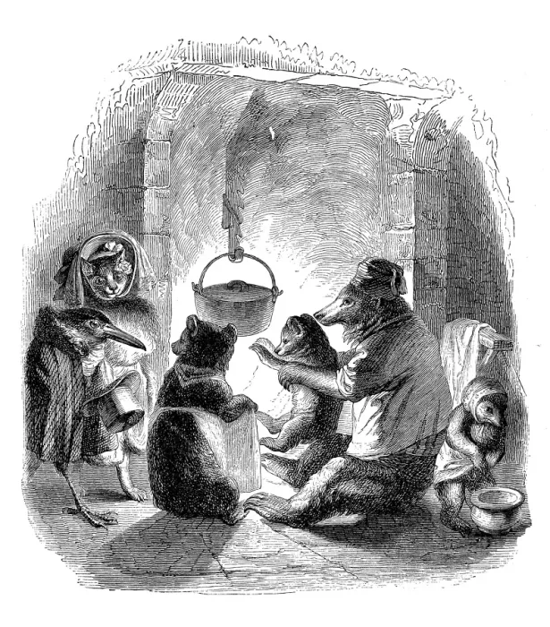 Framed Print : Humanized animals illustrations: Bear family