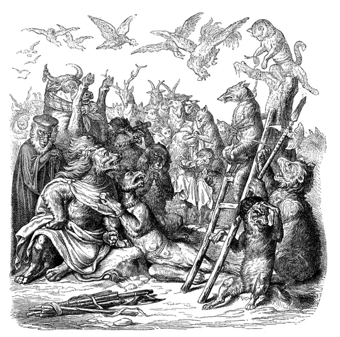 Framed Print : Humanized animals illustrations: Death Penalty Framed Print : Humanized animals illustrations: Death Penalty
