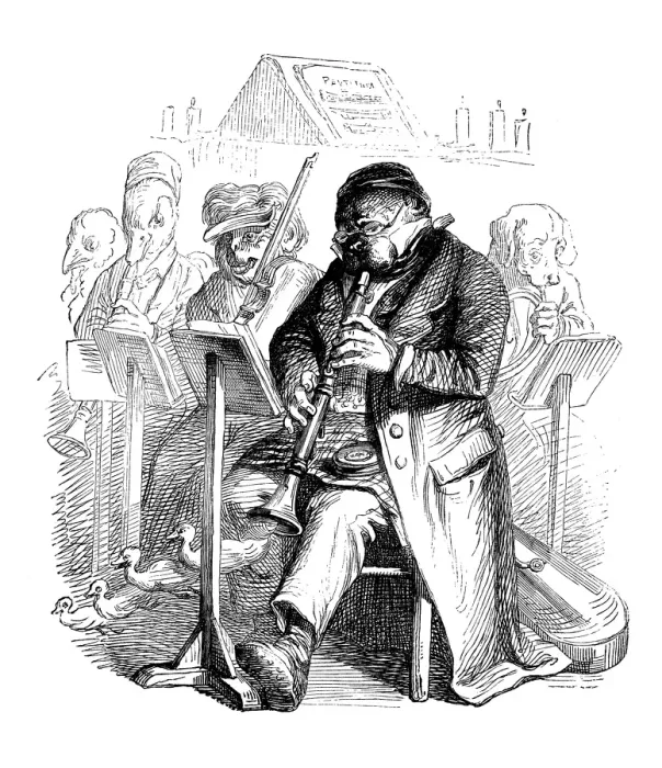 Framed Print : Humanized animals illustrations: Dog musician Framed Print : Humanized animals illustrations: Dog musician