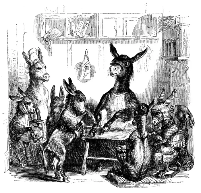 Framed Print : Humanized animals illustrations: Donkeys Framed Print : Humanized animals illustrations: Donkeys