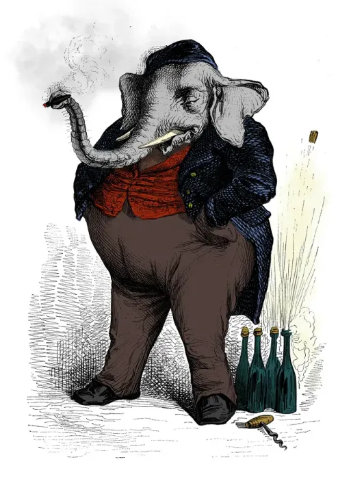 Framed Print : Humanized animals illustrations: Elephant Framed Print : Humanized animals illustrations: Elephant