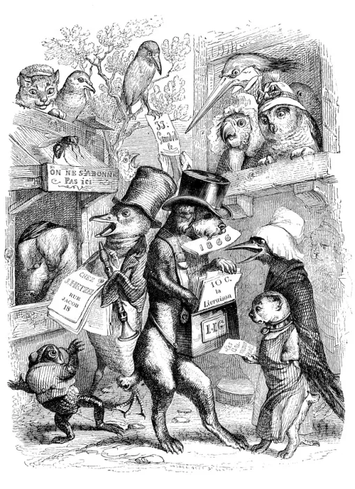 Framed Print : Humanized animals illustrations: Flyering Framed Print : Humanized animals illustrations: Flyering